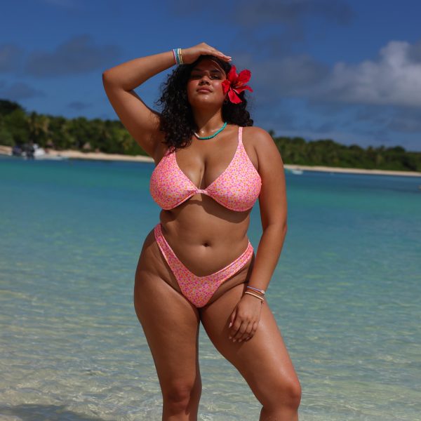 Underwire Triangle D+ Cup Bikini Top - Sherbet Shimmer Sale - Image 2