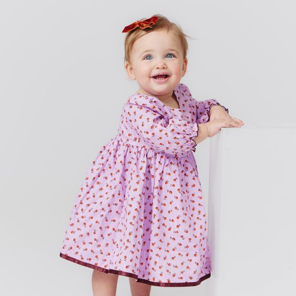 Baby Girls Amma Dress Set - Lavender Tiny Roses For Discount - Image 2