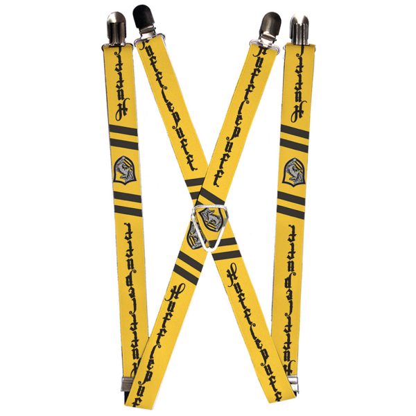 Suspenders - 1.0  - HUFFLEPUFF Badge 2-Stripe Yellow Black Grays Discount