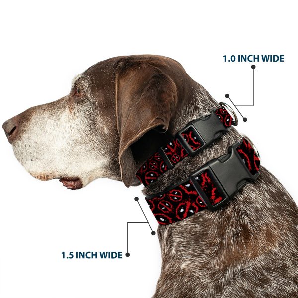 Plastic Clip Collar - Deadpool Splatter Logo Scattered Black Red White Hot on Sale - Image 2